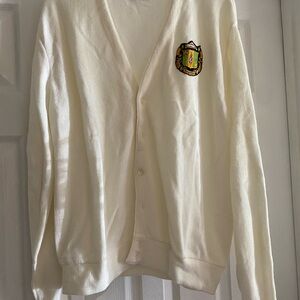 Delta Zeta cream cardigan with crest